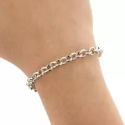 Catena in alluminio 6 mm maglia Jaseron - maglie aperte - Rodio x50cm