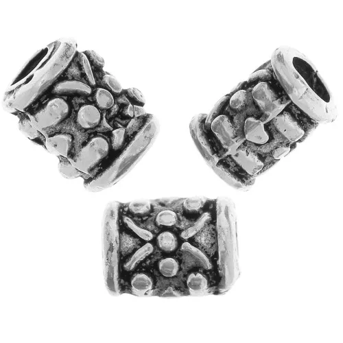 Perle tubi lavorati di perline 7x5 mm - Argento anticato x5