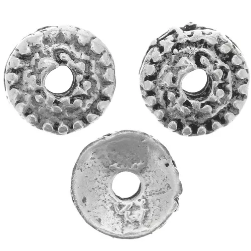Coppette rotonde strutturate 7 mm - Argento anticato x10