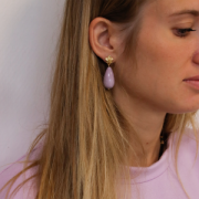 Orecchini perno fiore 12x10 mm - con anello chiuso -dorato oro fino x20