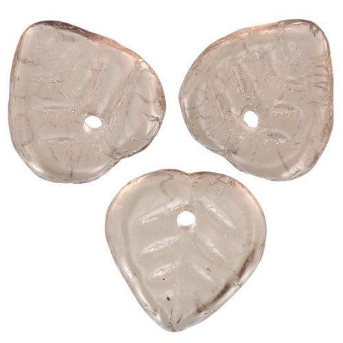 Ciondoli a forma di foglia di vetro da 9 mm - Topazio fumé chiaro x25