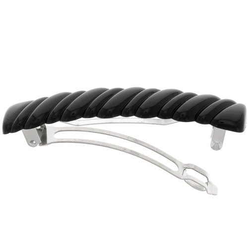 Fermaglio per capelli effetto intrecciato 85x17 mm in acrilico - Nero x1