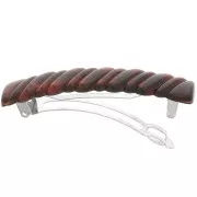 Barrette à cheveux effet tressé 85x17 mm en acrylique - Ambre marbré x1