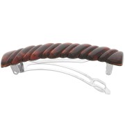 Fermaglio per capelli effetto intrecciato 85x17 mm in acrilico - Ambra marmorizzata x1