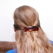 Fermaglio per capelli grande 93x29 mm in acrilico - Ambra marmorizzata x1