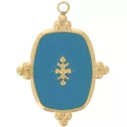 Pendente rettangolo di 23x17 mm con resina - Acciaio inossidabile 316L - Turchese