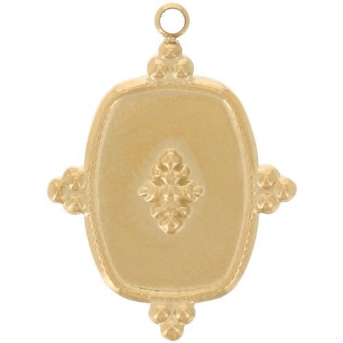 Pendente a forma di rettangolo 23x17 mm - Acciaio inossidabile 304 Dorato x1