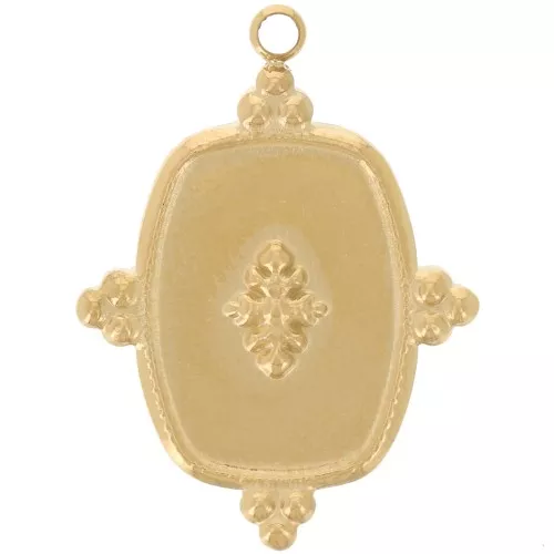 Pendente a forma di rettangolo 23x17 mm - Acciaio inossidabile 304 Dorato x1