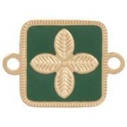 Distanziatore quadrato 16x11 mm - fiore - resina epossidica acciaio inox 316L Oro verde abete