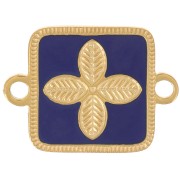 Distanziatore quadrato 16x11 mm - fiore - resina epossidica Acciaio inox 316L Oro blu scuro