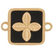 Distanziatore quadrato 16x11 mm - fiore - resina epossidica Acciaio inox 316L Oro - Nero|raw }}