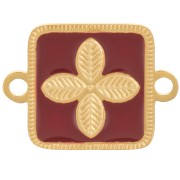 Distanziatore quadrato 16x11 mm - fiore - resina epossidica Acciaio inox 316L Oro - Bordeaux|raw }}