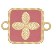Distanziatore quadrato 16x11mm fiore - resina epossidica Acciaio inox 316L Oro - Rosa antico|raw }}