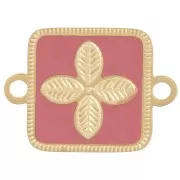 Distanziatore quadrato 16x11mm fiore - resina epossidica Acciaio inox 316L Oro - Rosa antico