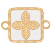 Distanziatore quadrato 16x11 mm - fiore - resina epossidica Acciaio inox 316L Oro - Bianco|raw }}