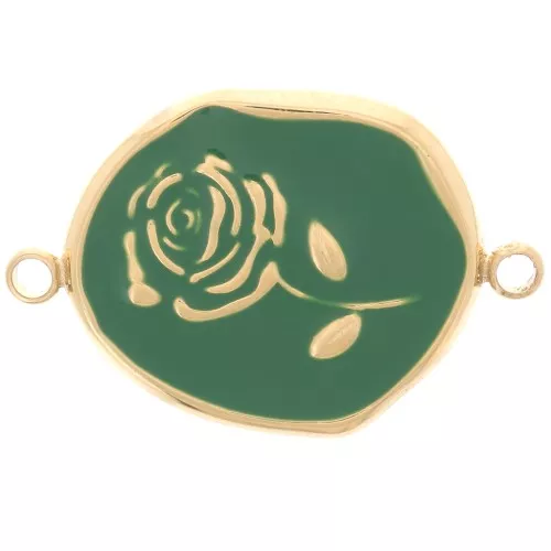 Distanziatore irregolare 22x14,5 mm rosa - Acciaio inox 316L dorato Verde abete