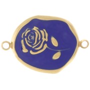 Distanziatore irregolare 22x14,5mm Motivo rosa Acciaio inox 316L dorato Blu scuro