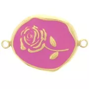 Distanziatore irregolare 22x14,5 mm - Motivo rosa Acciaio inox 316L dorato Fucsia