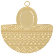 Pendente azteco 22x22 mm per cabochon 8x6 mm - Acciaio inox 316L dorato x1