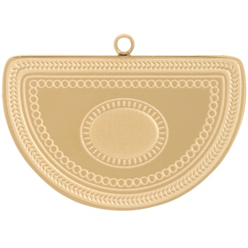 Pendente a mezzaluna 20x28 mm per cabochon 8x6 mm - Acciaio inox 316L dorato x1