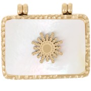 Pendente rettangolare martellato 17x19,5 mm con madreperla - Acciaio inossidabile 304 Dorato x1