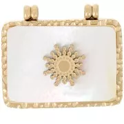 Pendente rettangolare martellato 17x19,5 mm con madreperla - Acciaio inossidabile 304 Dorato x1