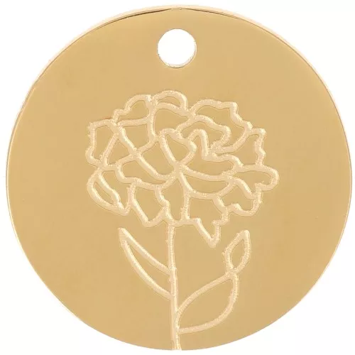 Pendente fiore di nascita 15 mm - Gennaio - Occhiello - Acciaio inox316L dorato