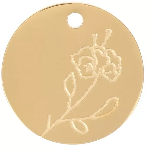 Pendente fiore di nascita 15 mm - Febbraio Iris - Acciaio inox316L dorato x1