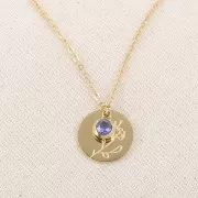 Pendente fiore di nascita 15 mm - Febbraio Iris - Acciaio inox316L dorato x1