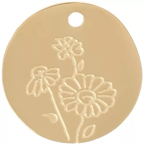 Pendente fiore di nascita 15 mm - Aprile - Margherita - Acciaio inox 316L dorato