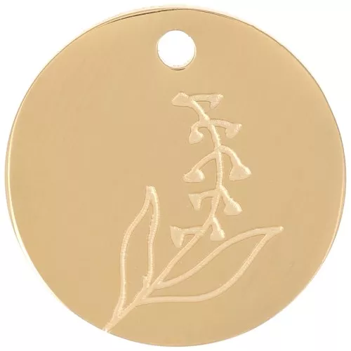 Pendente fiore di nascita 15 mm - Maggio - Mughetto - Acciaio inox316L dorato x1