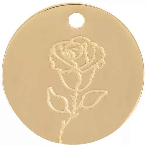 Pendente fiore di nascita 15 mm - Giugno - Rosa - Acciaio inox316L dorato x1