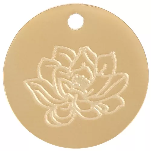 Pendente fiore di nascita 15 mm - Luglio - Loto - Acciaio inossidabile 316L dorato