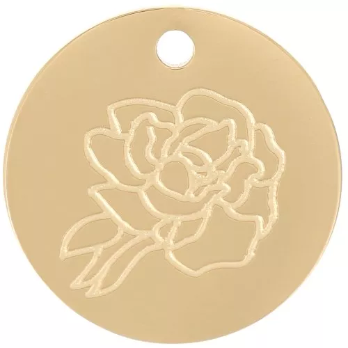 Pendente fiore di nascita 15 mm Settembre - Peonia - Acciaio inox316L dorato