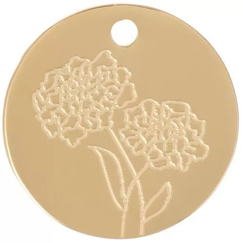 Pendente fiore della Nascita 15 mm - Ottobre - Acciaio inox316L dorato