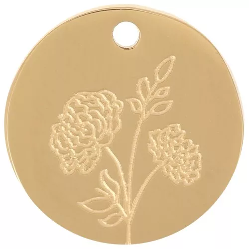 Pendente fiore di nascita 15 mm - Crisantemo di novembre Acciaio inox 316L dorato