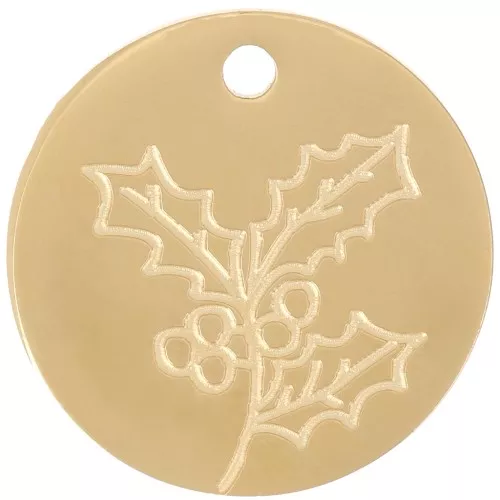 Pendente fiore di nascita 15 mm - Dicembre - Holly - Acciaio inox316L dorato