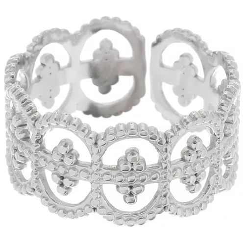 Anello largo effetto pizzo - regolabile - acciaio inossidabile 316L x1