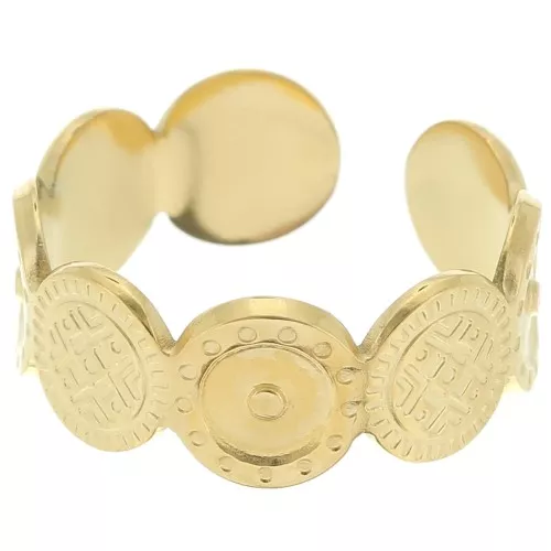 Anello regolabile - motivo etnico - T52 à T58 - Acciaio inossidabile 316L dorato