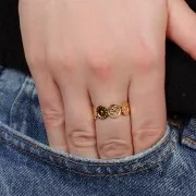 Anello regolabile - motivo etnico - T52 à T58 - Acciaio inossidabile 316L dorato