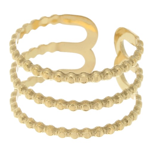Anello regolabile a 3 file per tessitura di perle - da S.52 a S.60 - Acciaio inossidabile 304 Dorato