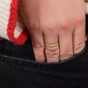 Anello regolabile a 3 file per tessitura di perle - da S.52 a S.60 - Acciaio inossidabile 304 Dorato