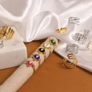 Anello regolabile a 3 file per tessitura di perle - da S.52 a S.60 - Acciaio inossidabile 304 Dorato