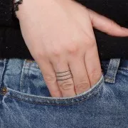 Anello regolabile a 3 ranghi per tessitura di perline - da S.52 a S.60 - acciaio inox 304 x1