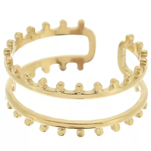 Anello di tessitura a più file di perline -Regolabile-Acciaio inox 316L dorato x1