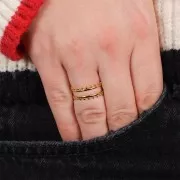 Anello di tessitura a più file di perline -Regolabile-Acciaio inox 316L dorato x1