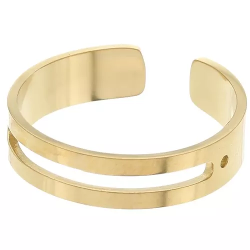 Anello di tessitura di perline - Regolabile - Acciaio inossidabile 316L dorato x1