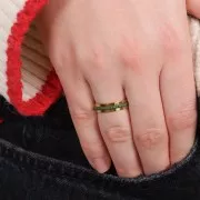 Anello di tessitura di perline - Regolabile - Acciaio inossidabile 316L dorato x1