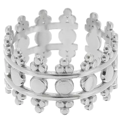 Anello largo fantasia - stile etnico - regolabile - Acciaio inossidabile 316L x1