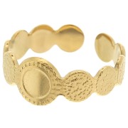 Anello testurizzato regolabile per cabochon a fondo piatto da 5 mm - Acciaio inossidabile 316L Gold|raw }}